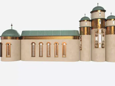 Modular Old  temple Low-poly 3D model