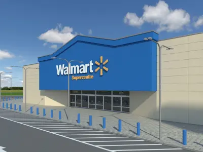 Walmart Supercenter Retail Lot 3D model
