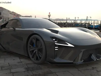  Aerodynamic Sport Concept Vehicle Black Rigged 