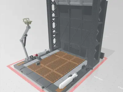 -MHB02F- Mecha Hangar Bay Base and Wall SET 02 Fixture 3D print model