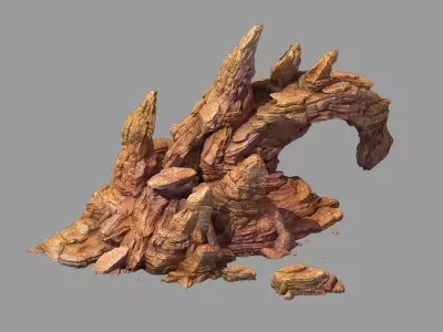 Desert - bizarre boulder 02 3D model