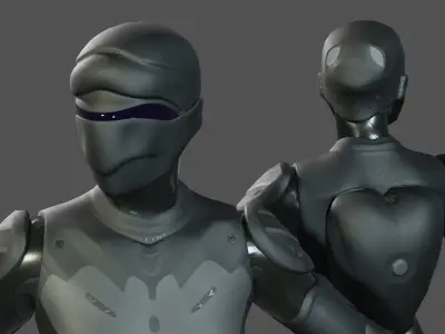 Warrior Girl in the Sci-fi Armor Low-poly 3D model