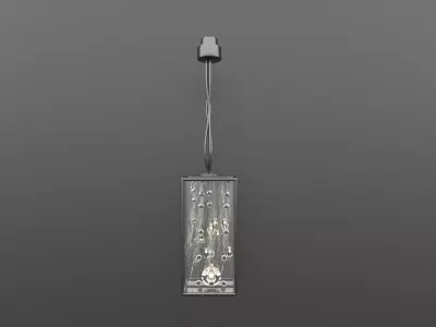 Chandelier pendant light with glass shade 3D model