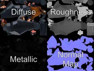 Futuristic Spy Rigged and Animated Character Model in Black Suit Low-poly 3D model