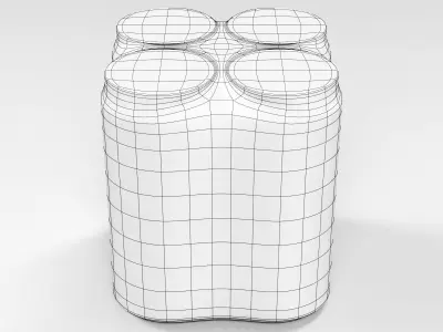 4 pack 400ml Sleek Shinkwrapped Beverage Cans 3D model 3D model