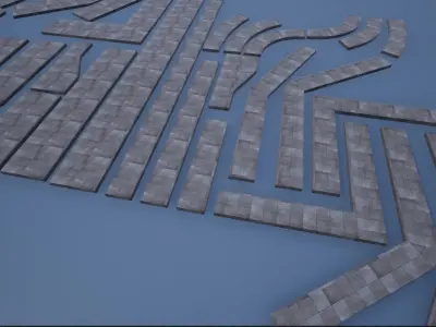 Lowpoly Modular PBR Pavements 5 Low-poly 3D model