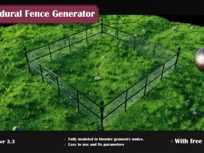 Procedural Wire Chain Link Fence for Blender 3D model