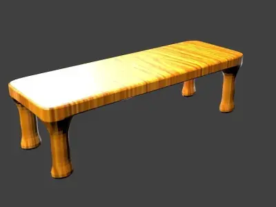 Tabel two wooden benches Low-poly 3D model