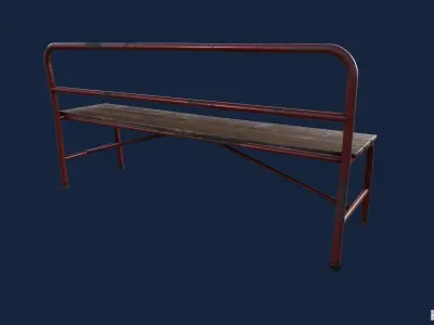 Metal coloured bench - two colors available -  Low-poly 3D model