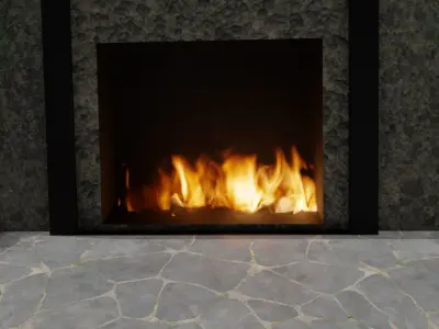 Outdoor fireplace with fire  3D model