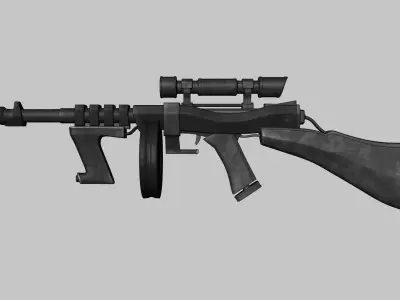 Sci-Fi Thompson Submachine - Gun Weaponry - Black Camo Low-poly 3D model