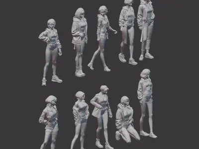 Street style figure set for diorama pack 2 3D print model