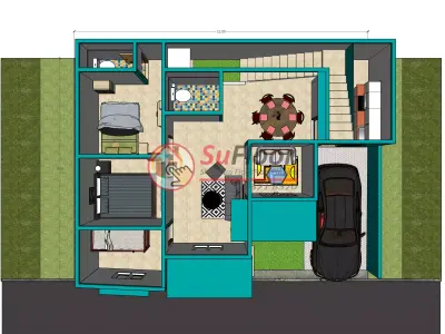 House 11x8m code 638 - Sketchup 3D model 3D model 3D model