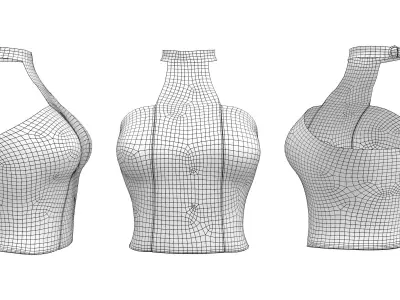 High-Neck Racer-Front Crop Top Low-poly 3D model