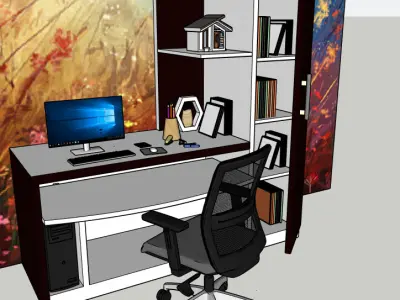 Modern Computer Table 3D Model  SketchUp Format 3D model