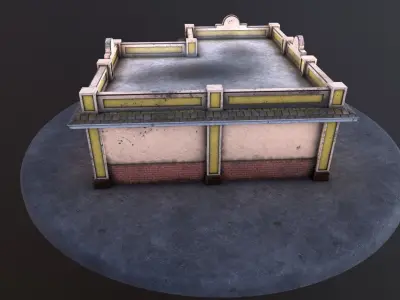 Old gas station and old gas pump Low-poly 3D model