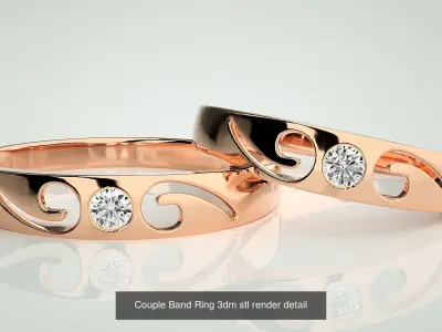 22 Minimalist Thin Light wt Couple Band renders 3dm stl details 3D Model Pack