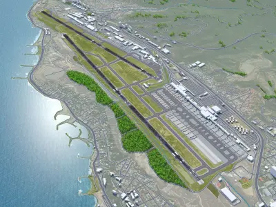 Caracas Simon Bolivar International Airport 12km Low-poly 3D model