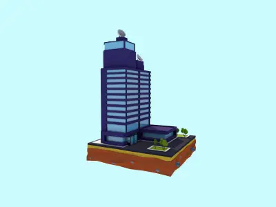 Cartoon Low Poly Business Center Low-poly 3D model
