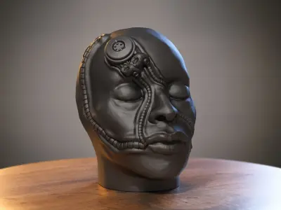 Robot Skull Headphone Stand Cyborg Headset Stand 3D print model