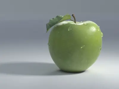 Green Apple Granny Smith Apple with dew 3D model