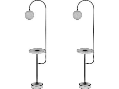 Floor lamp with table with wireless and USB charging 3D model