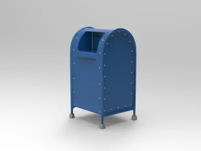 Mailbox metal mail box on wheels Low-poly 3D model