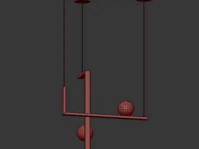 CENTURY pendant light with two balls hanging from it 3D model