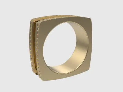 Contemporary Square Gemmed Ring JDBCo 3D print model