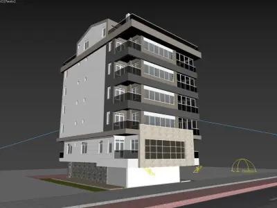 Apartment building at dusk 3D model