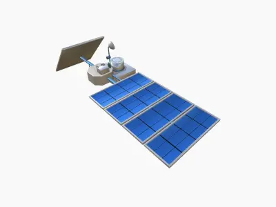Satellite J03 White Blue - SciFi Space Design Low-poly 3D model