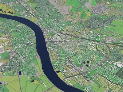 Bonn Germany 30x30km 3D City Map 3D model