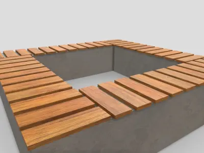 Square Bench Low-poly 3D model