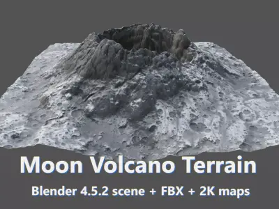 Blender FBX Moon Volcano Landscape 3D model