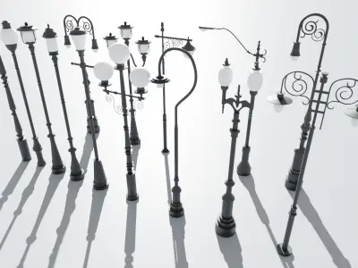 Street light   - 14 pieces 3D model 3D model