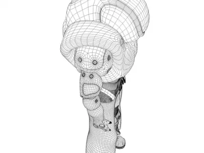 Futuristic Armored Biker Girl 3D model