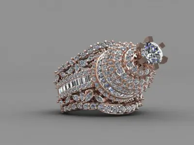 Rose Gold Women Diamond Ring 3D print model 3D print model 71