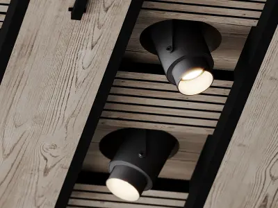 Wooden ceiling design with lighting 3D model