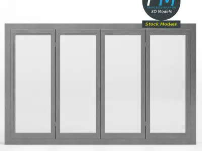 4 panels large window 3D model