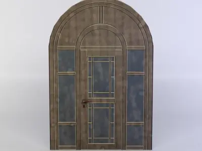 Door wooden with glass windows Low-poly 3D model purchase