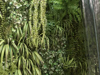 Wall Plants with waterfall 3D model