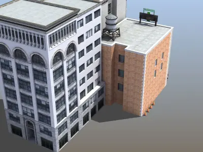 Downtown Stores Low-poly 3D model