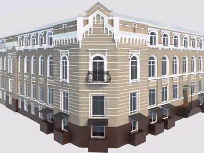 Classic residential building for the European Street 9 3D model Low-poly 3D model