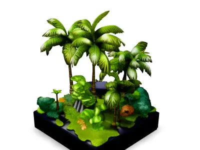 Tropical Island Diorama Game Asset Low-poly 3D model