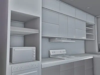 Kitchen Set 3 Low-poly 3D model