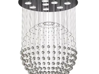 Contemporary Crystal Ball Chandelier 3D model
