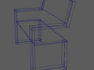 Minimalist Wooden Bench 3D model