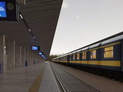 Railway Station Assets With Train Interior 3D model