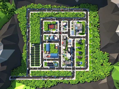 Cartoon Low Poly City Pack V2 Low-poly 3D model