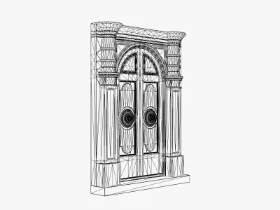 Italian Door - French Door Low-poly 3D model
